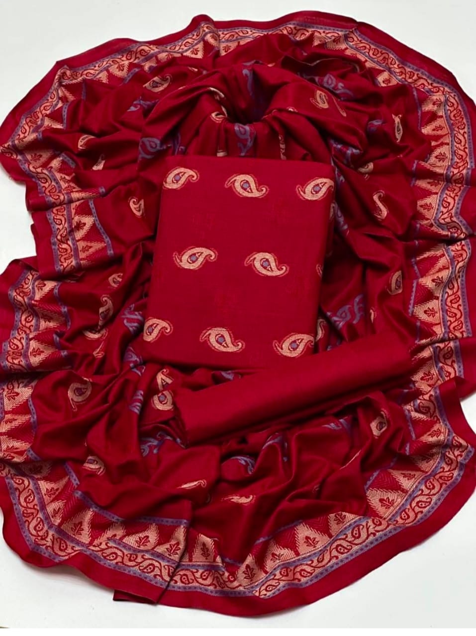 3pc Dhanak Marina Jacquard Multi Broshiya Dress