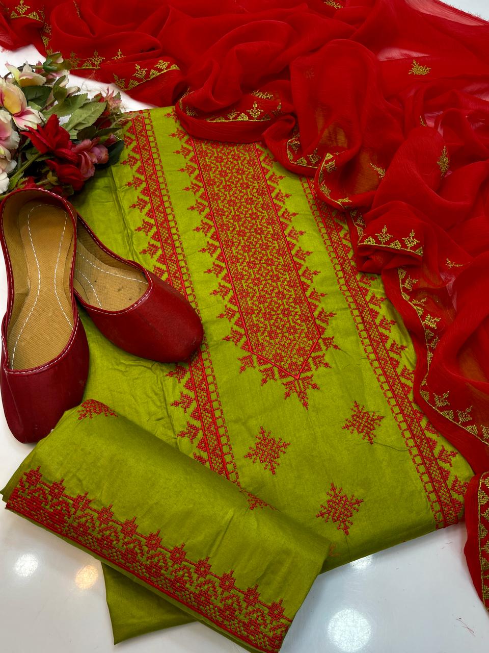 4pc  Embroidered Dress (Khussa Gift)