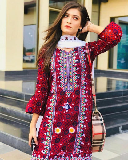 3pc LAWN Ajrak Arint Karahi Ari Work