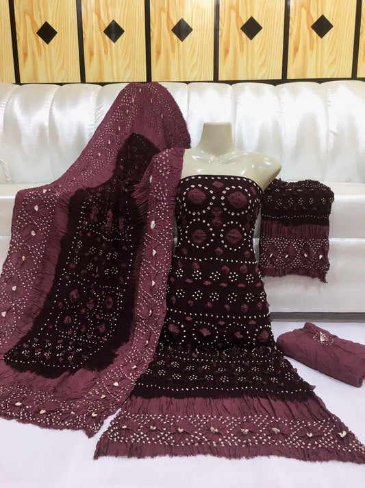 3pc Winter Linen Dress Meroon