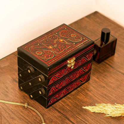 Wooden Jewelry Box | Handcrafted Multi-Layer Artistry