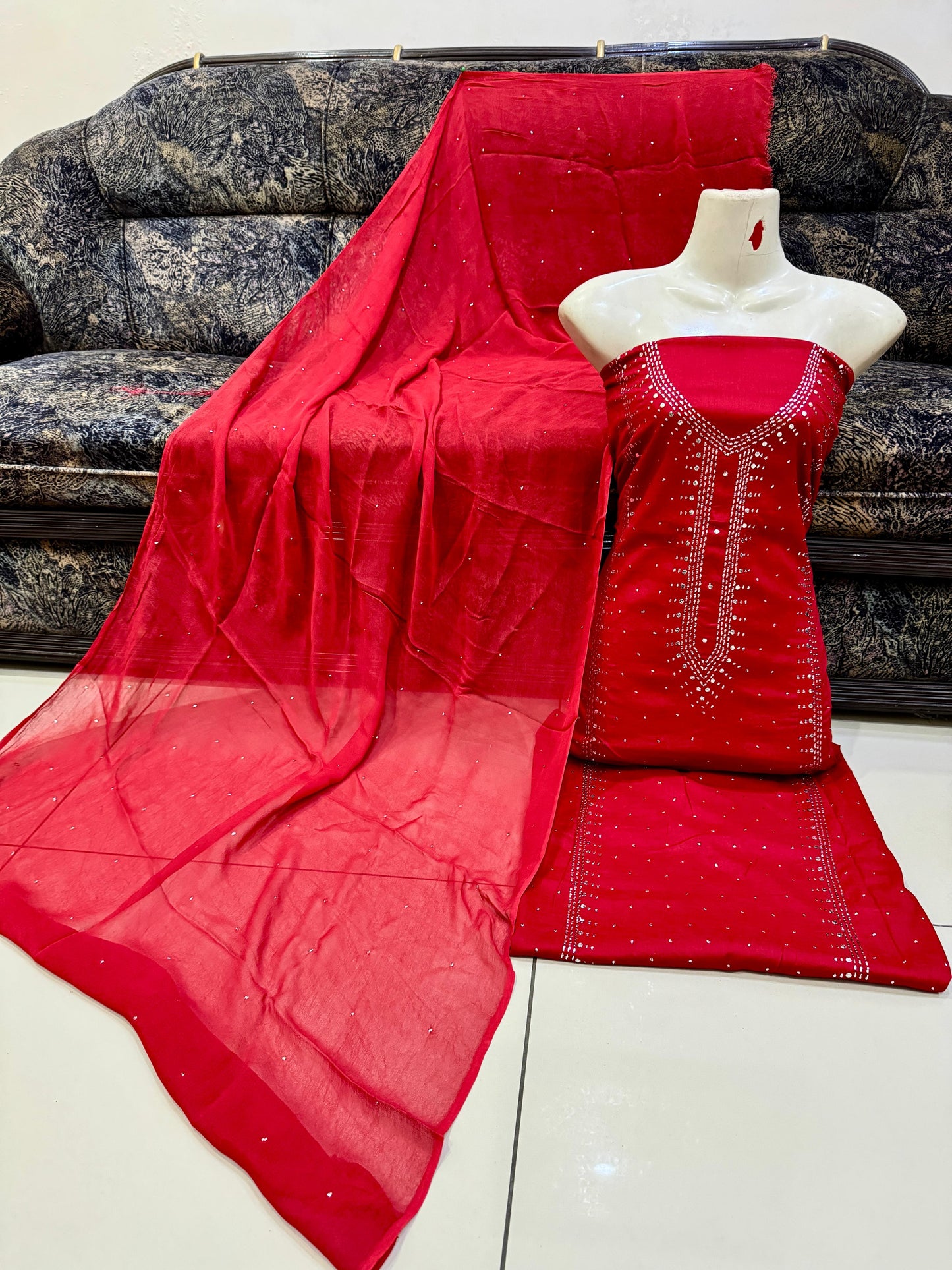 3pc Lawn Mukesh Work