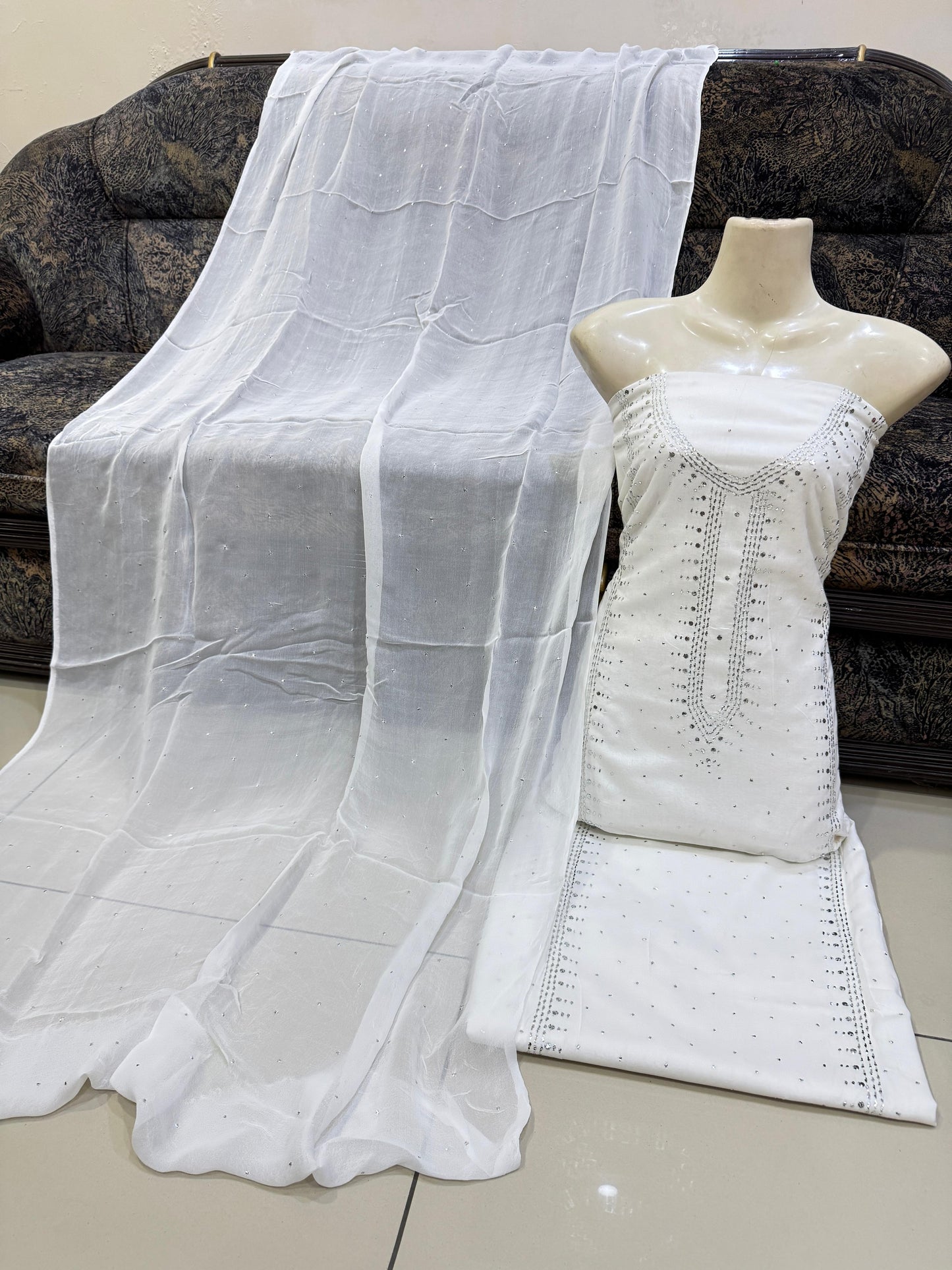 3pc Lawn Mukesh Work