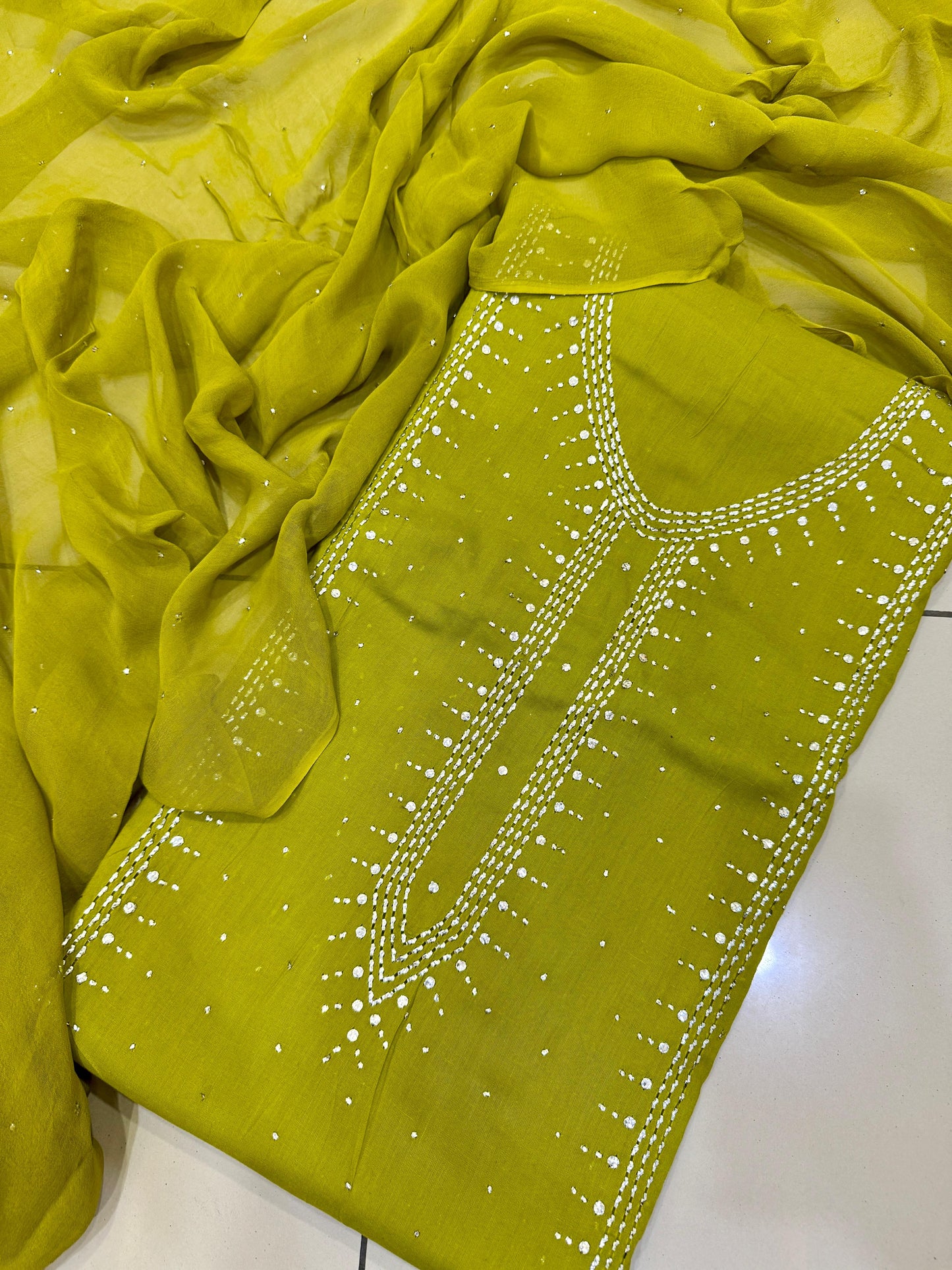 3pc Lawn Mukesh Work