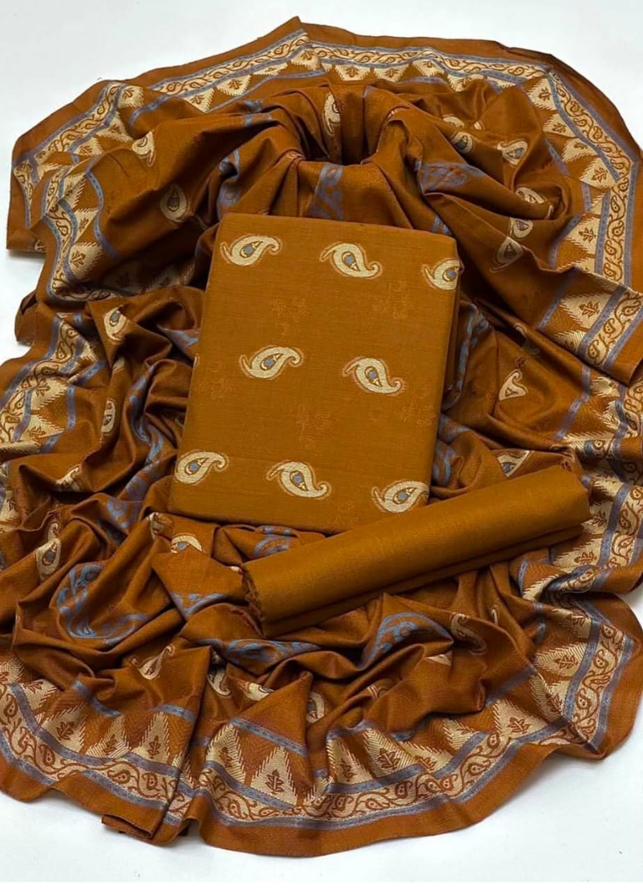 3pc Dhanak Marina Jacquard Multi Broshiya Dress