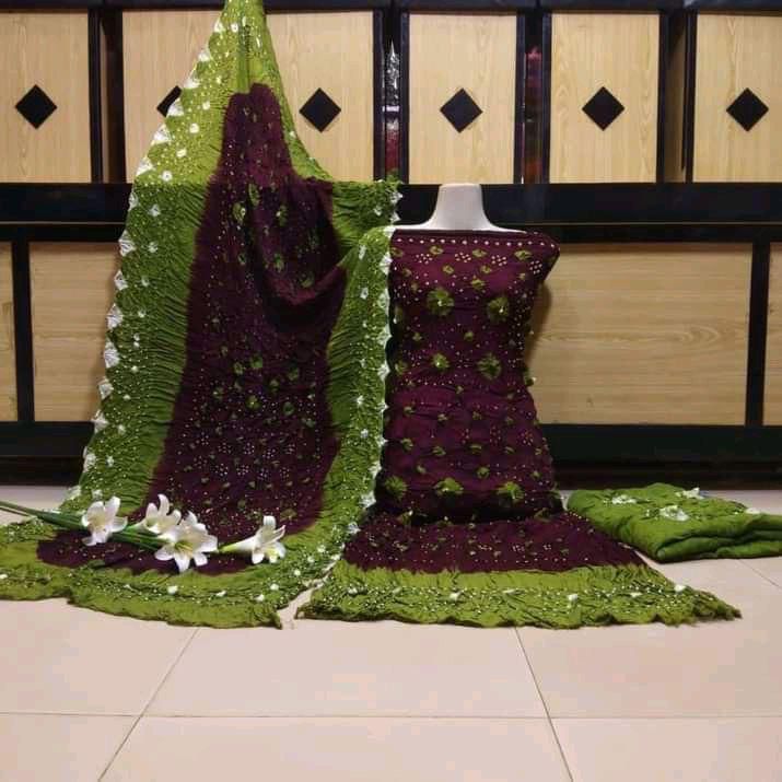 3pc Winter Linen Dress Brown/Green