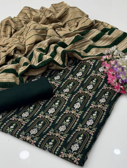 3pc Marina Sequence Embroided Broshia Shawl Dress