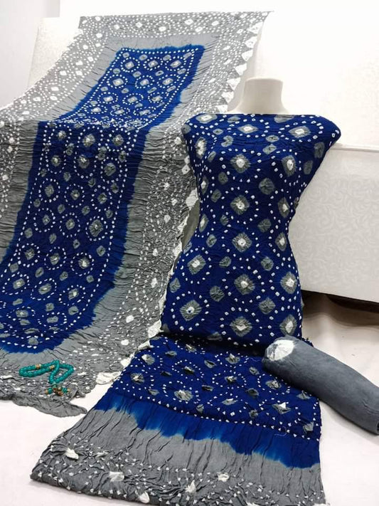 3pc Traditional Linen Chunri Design Dress