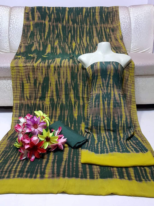 3pc Winter Linen Dress Yellow/Green