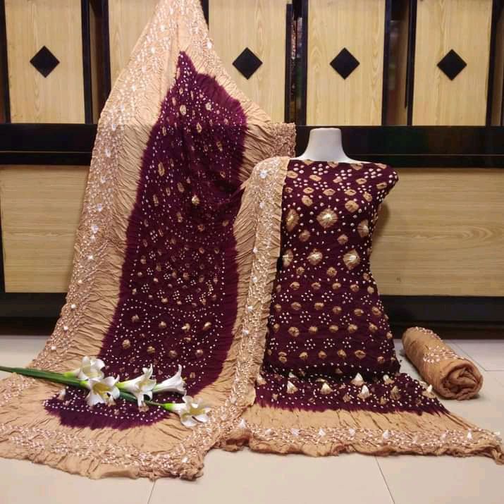 3pc Traditional Linen Chunri Design Dress