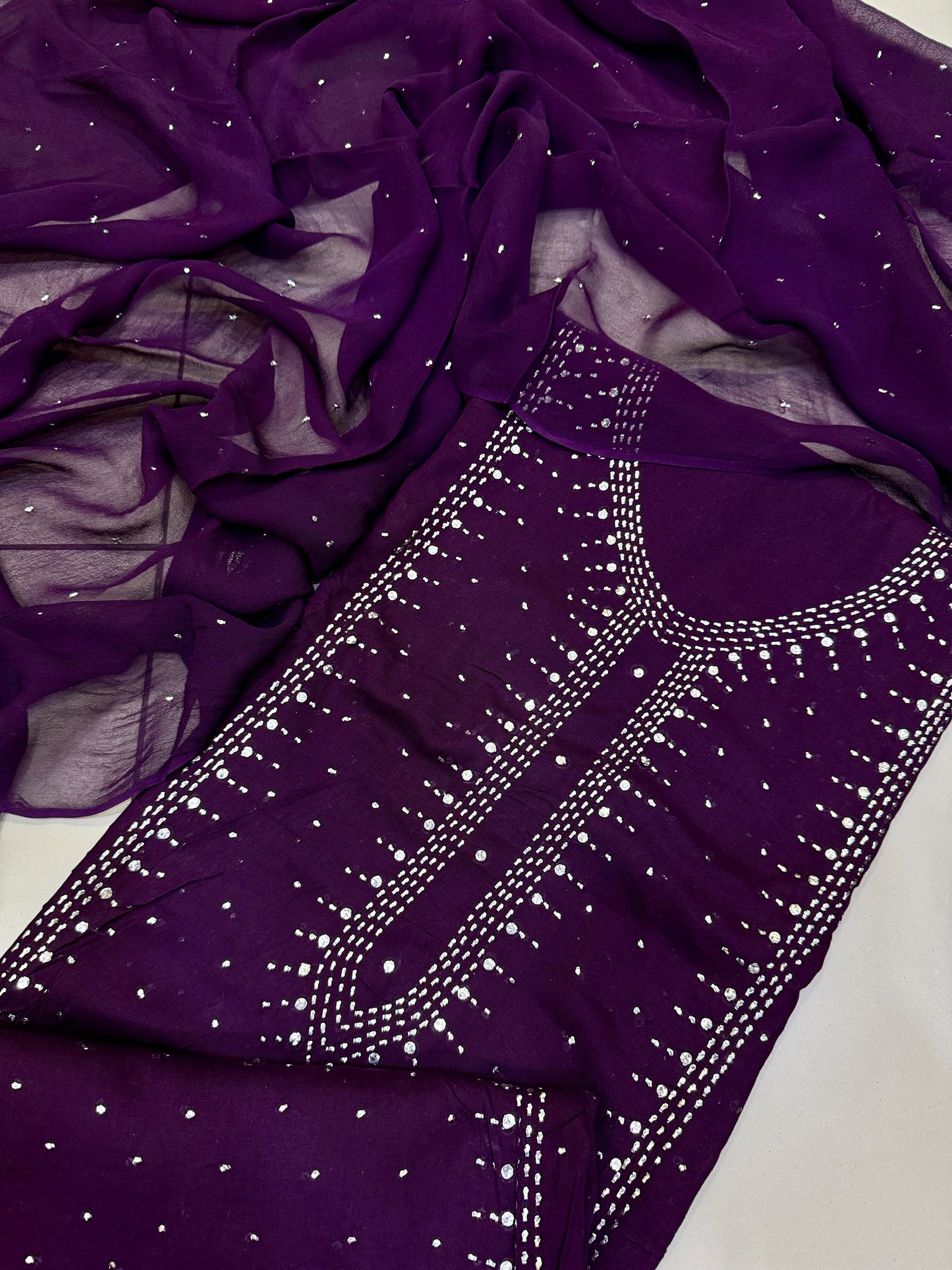 3pc Lawn Mukesh Work