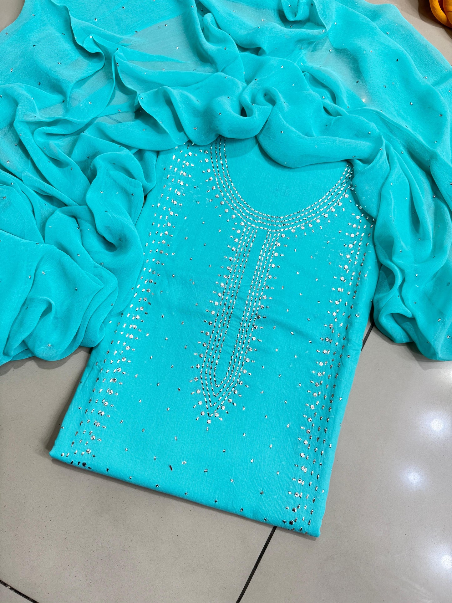 3pc Lawn Mukesh Work