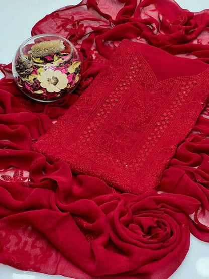 2PC Chifffon Shadow Mirror Work Dress (Shirt & Dupatta)