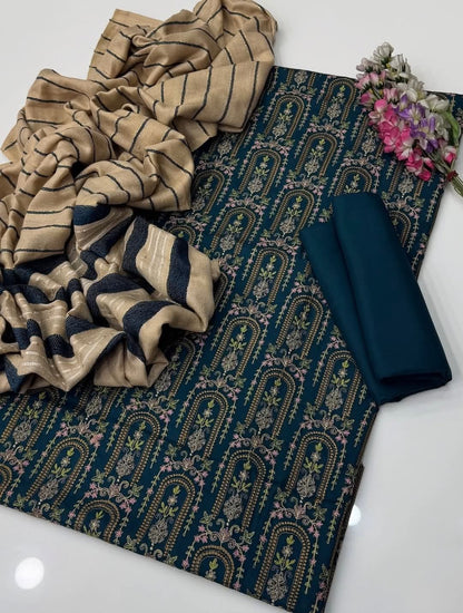 3pc Marina Sequence Embroided Broshia Shawl Dress