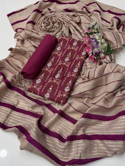 3pc Marina Sequence Embroided Broshia Shawl Dress